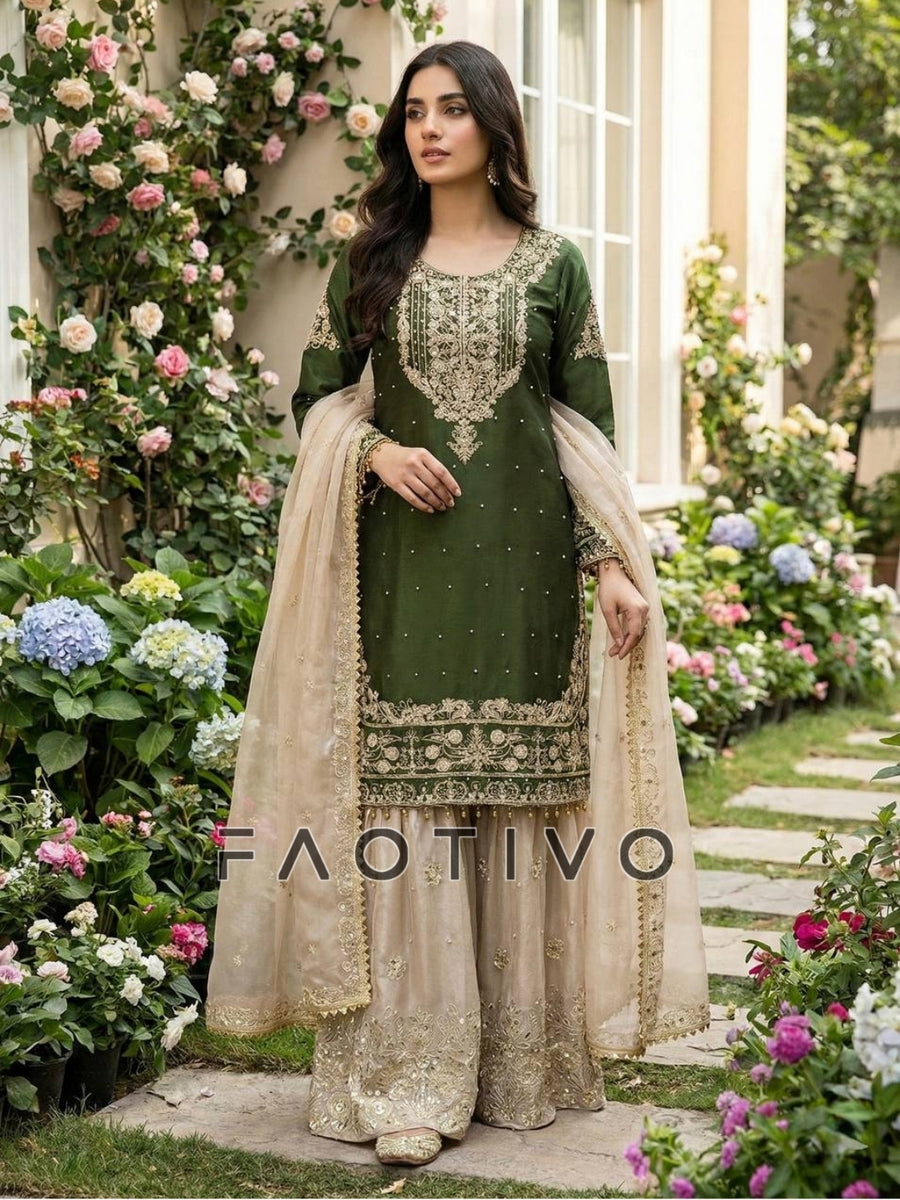 Designer GMY Silk Palazzo Suit for Eid & Wedding
