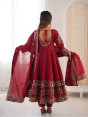 Elegant Embroidered Sequence Anarkali Gown Set with Dupatta