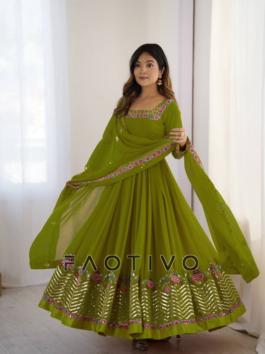 Heavy Georgette Gown with Dupatta & Bottom
