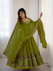 Heavy Georgette Gown with Dupatta & Bottom