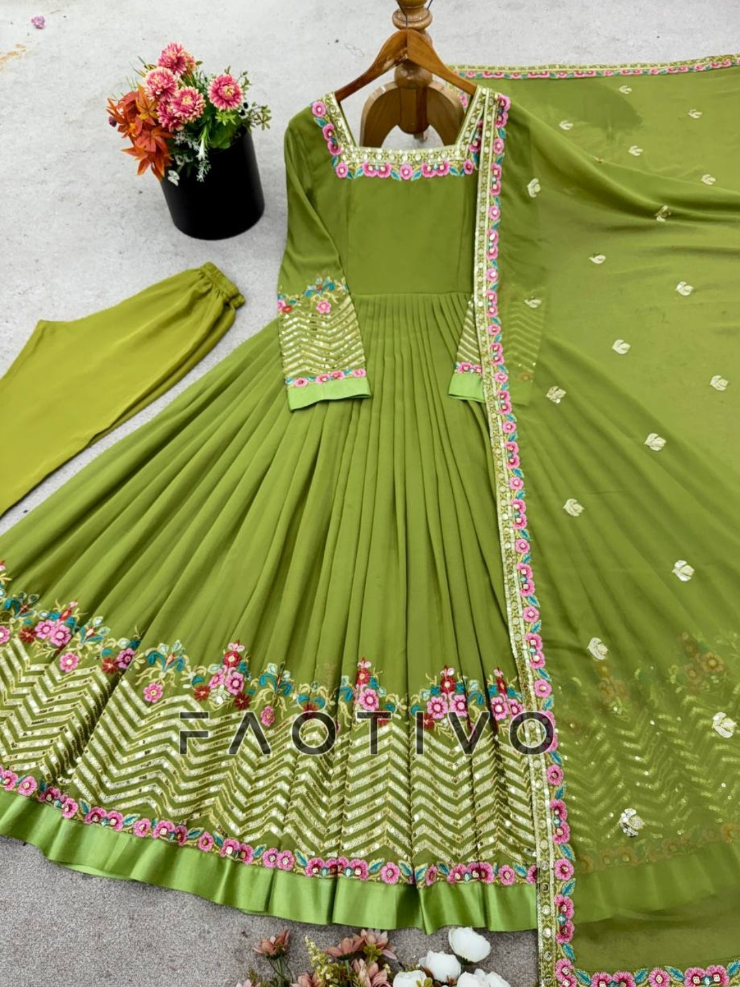 Heavy Georgette Gown with Dupatta & Bottom