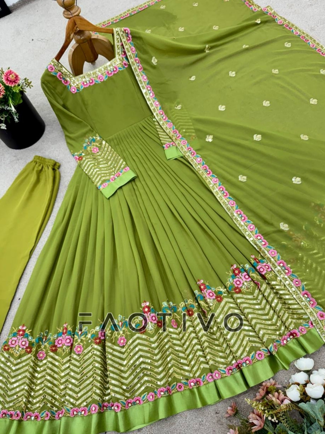 Heavy Georgette Gown with Dupatta & Bottom