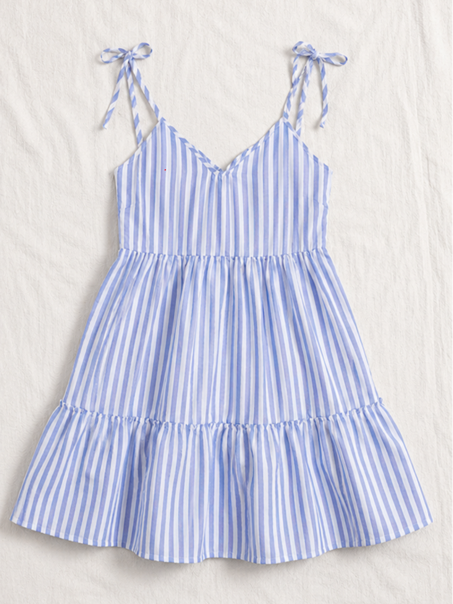 Blue Striped A-Line Mini Dress