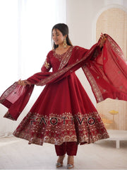 Elegant Embroidered Sequence Anarkali Gown Set with Dupatta