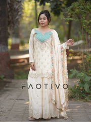 Chinon Silk Sharara Suit with Dupatta