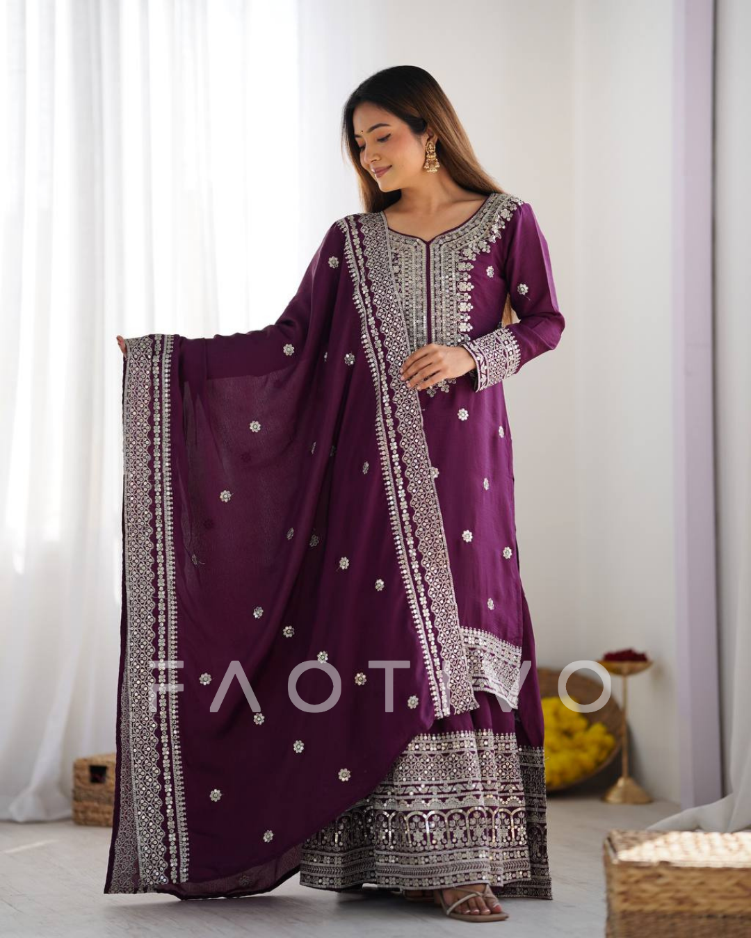 New Designer Party Wear Top–Plazzo–Dupatta Set