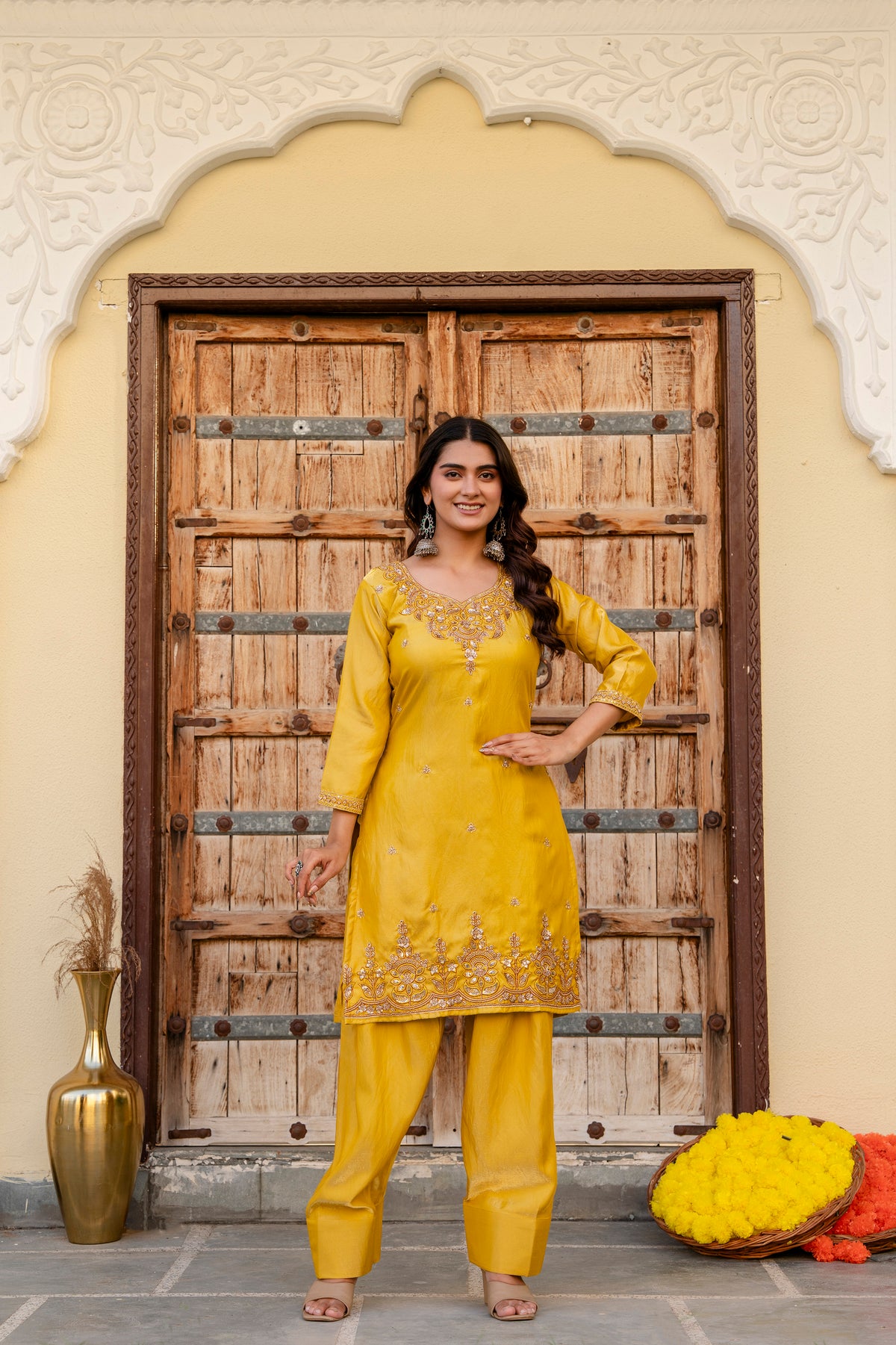 Premium Ready Made Silk Kurti Pant Dupatta Set