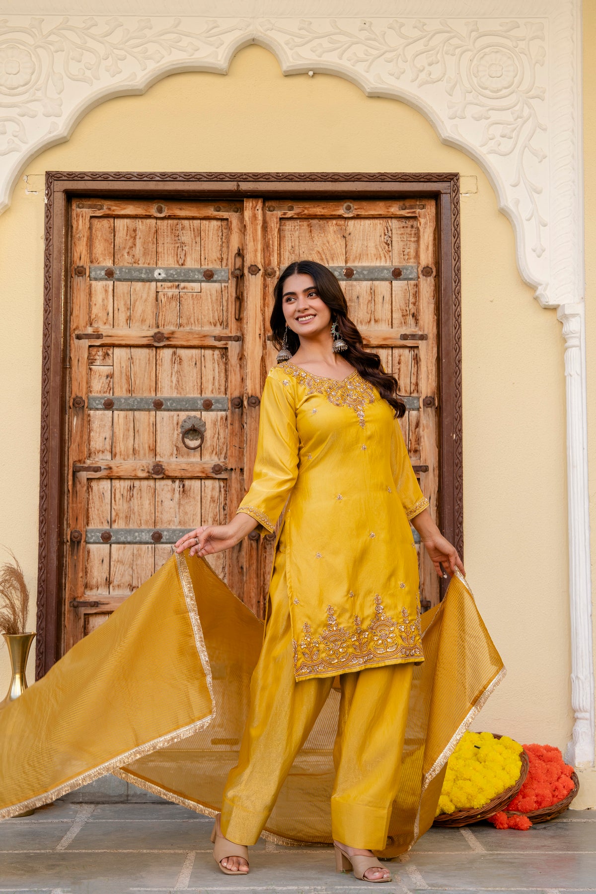 Premium Ready Made Silk Kurti Pant Dupatta Set