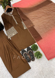 Satin Silk Embroidered Suit Set for Women