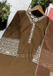 Satin Silk Embroidered Suit Set for Women