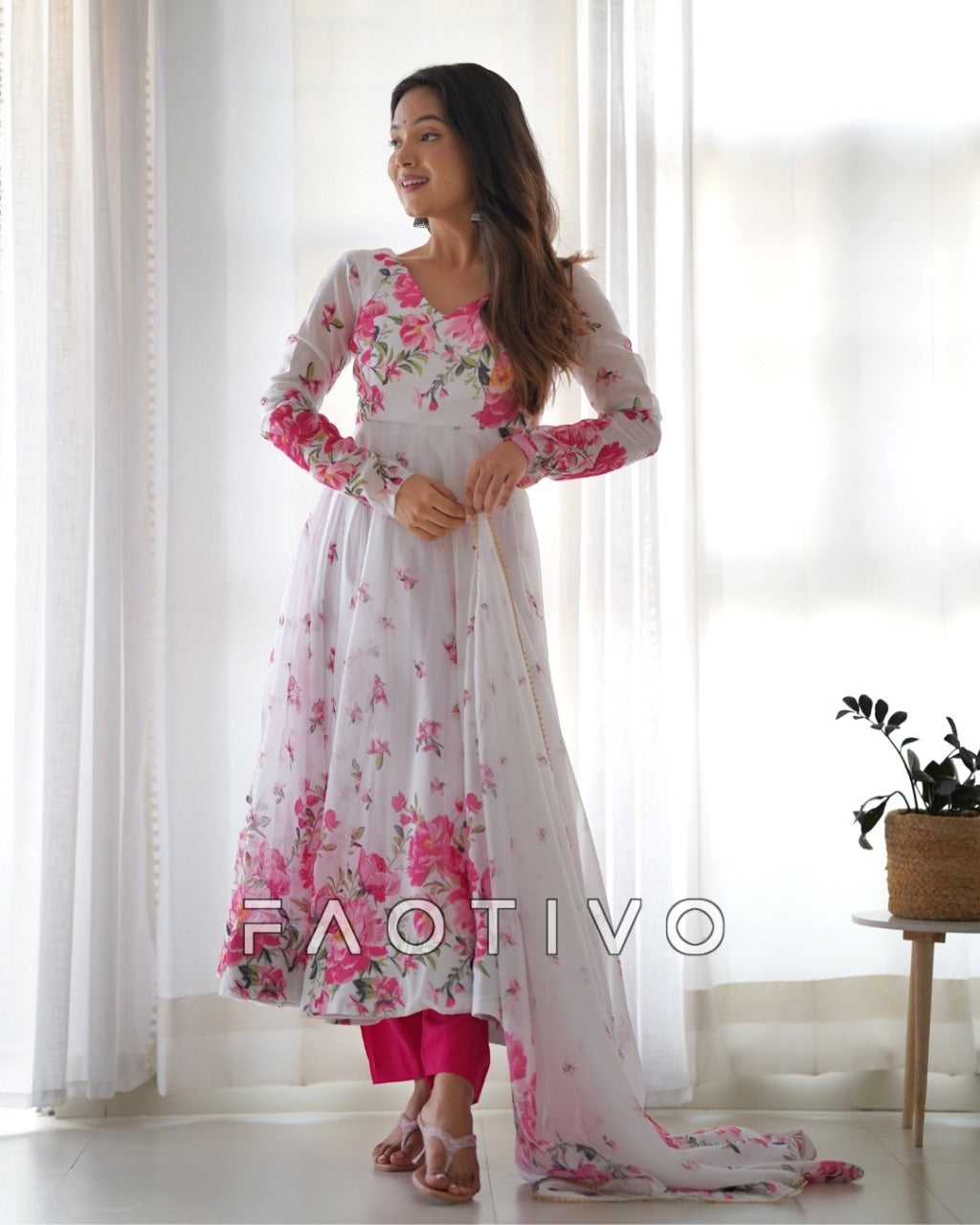 Women's Heavy Organza Silk Anarkali Gown Set