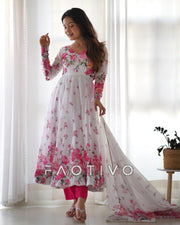 Women's Heavy Organza Silk Anarkali Gown Set