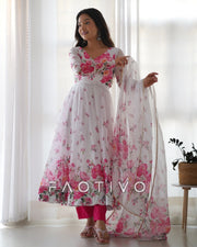 Women's Heavy Organza Silk Anarkali Gown Set