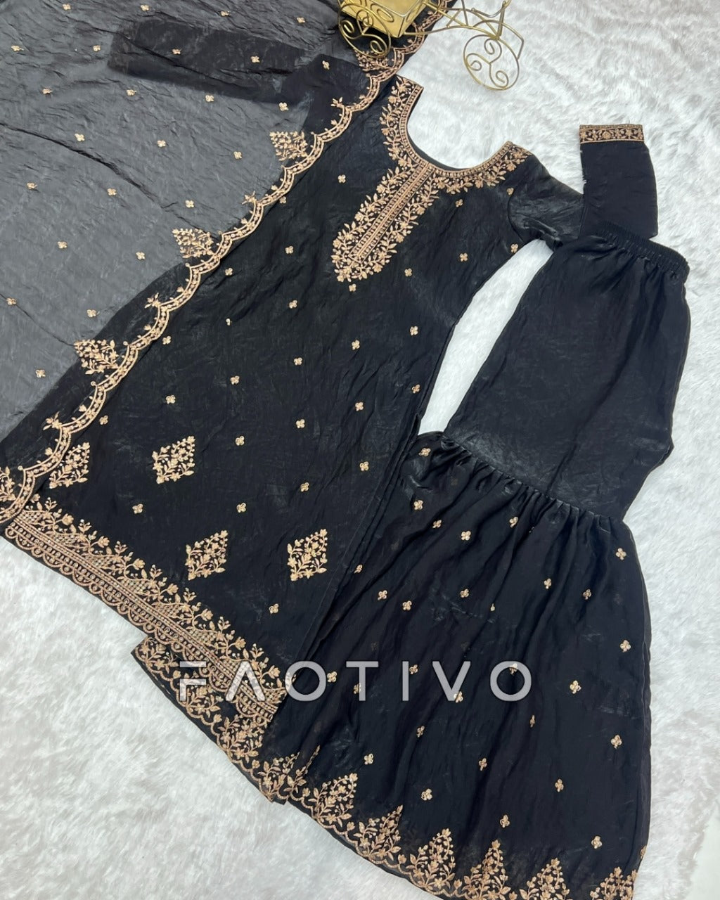 Women’s Heavy Pure Soft Crunchy Silk Kurta Sharara Set