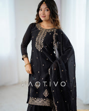 Women’s Heavy Pure Soft Crunchy Silk Kurta Sharara Set