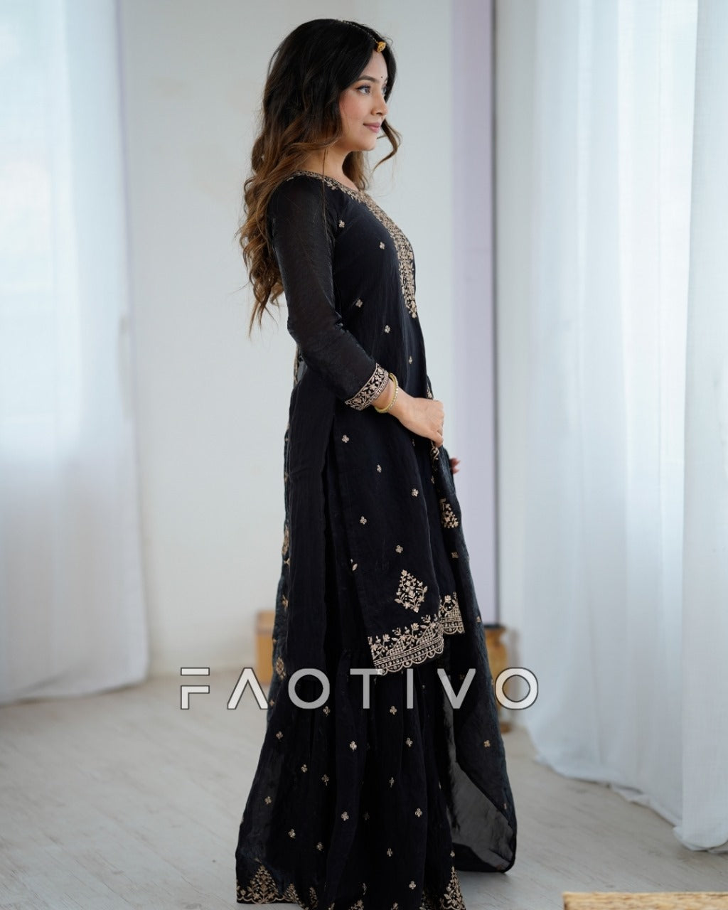 Women’s Heavy Pure Soft Crunchy Silk Kurta Sharara Set