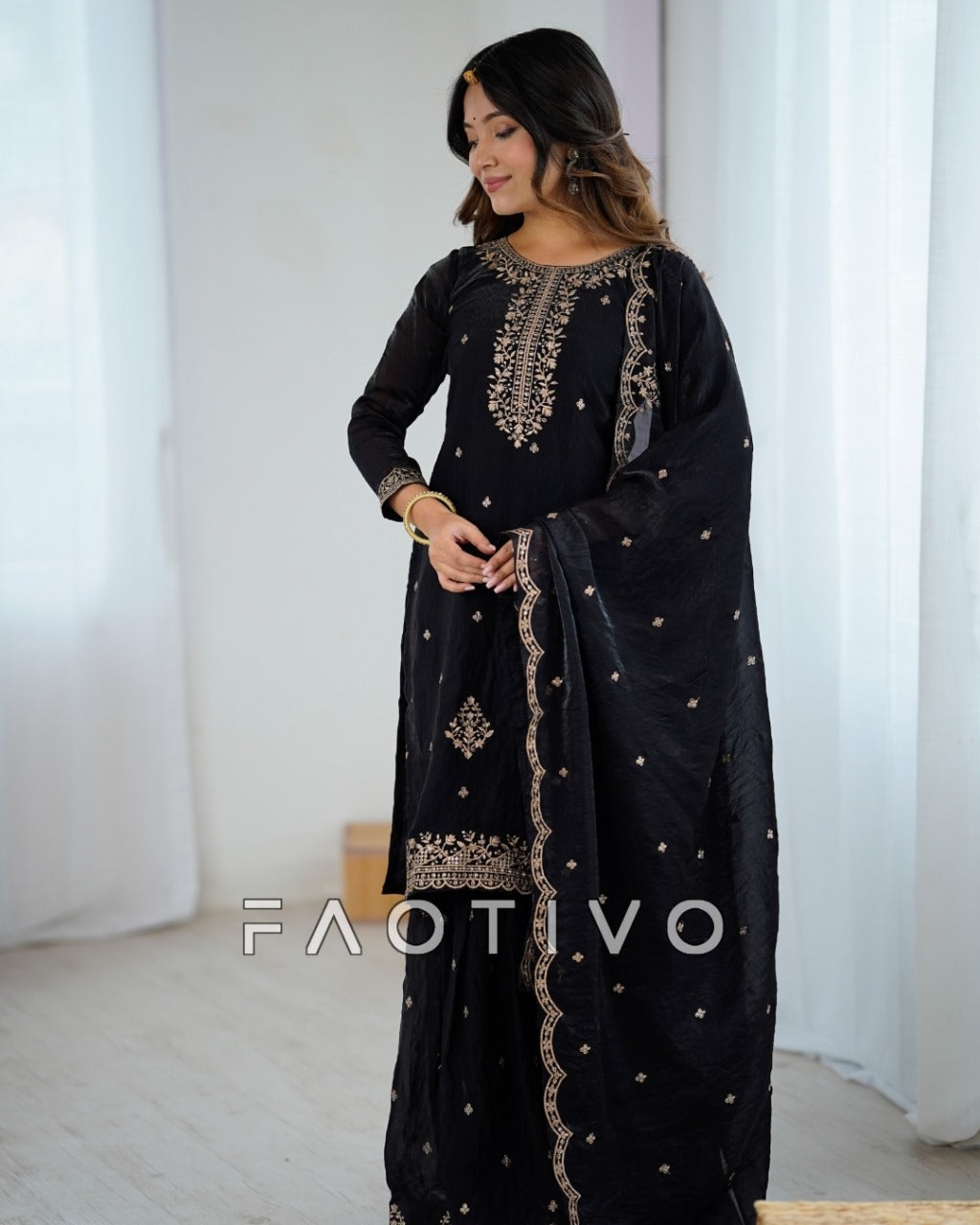 Women’s Heavy Pure Soft Crunchy Silk Kurta Sharara Set
