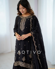 Women’s Heavy Pure Soft Crunchy Silk Kurta Sharara Set