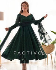 Heavy Pure Soft Fox Georgette Lucknowi Sequin Work Anarkali Set