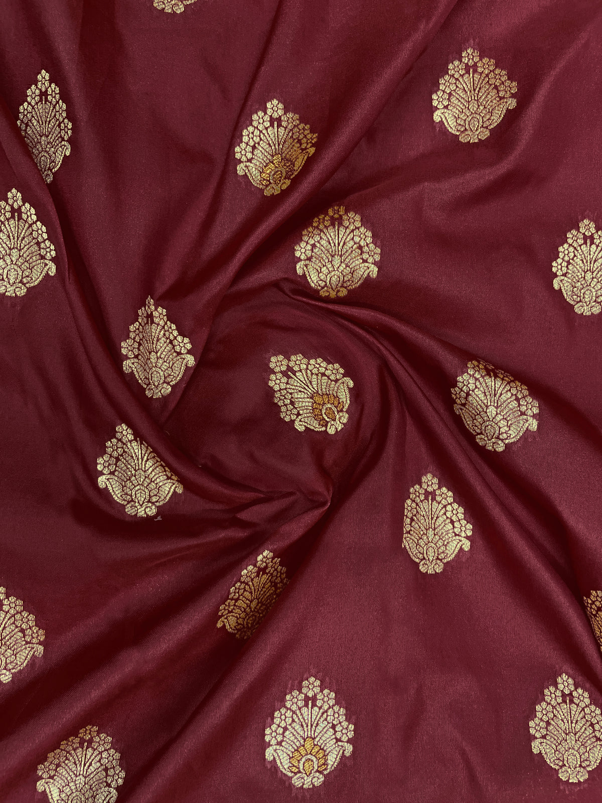 Wine Maroon & Gold Zari Woven Jacquard Silk Saree with Blouse Piece