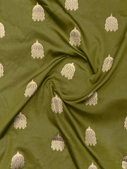 Olive Green & Antique Gold Zari Woven Jacquard Silk Saree with Blouse Piece