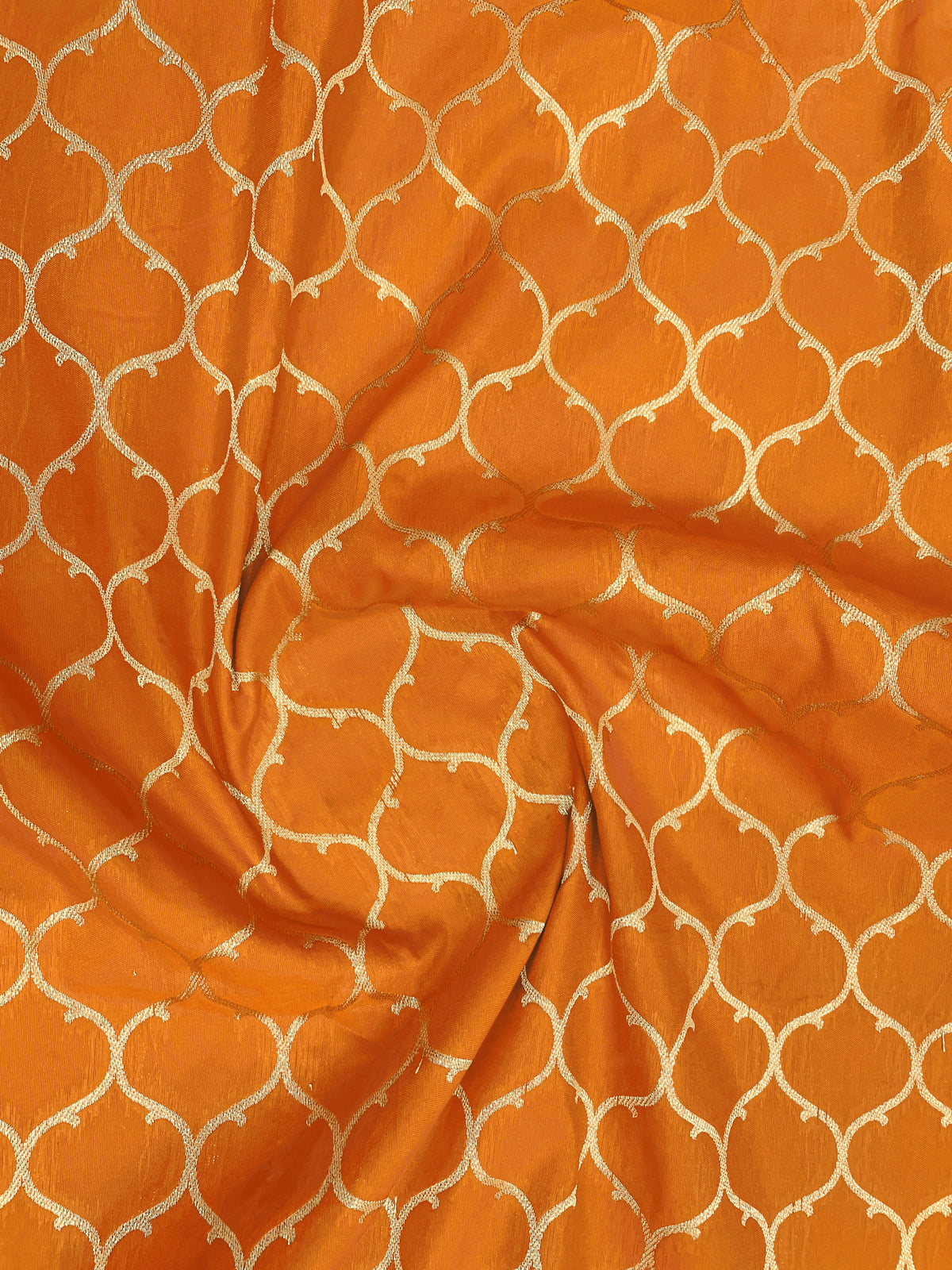 Vibrant Mustard Yellow Jacquard Silk Saree with Dark Brown Zari Paisley Woven Border & Blouse Piece