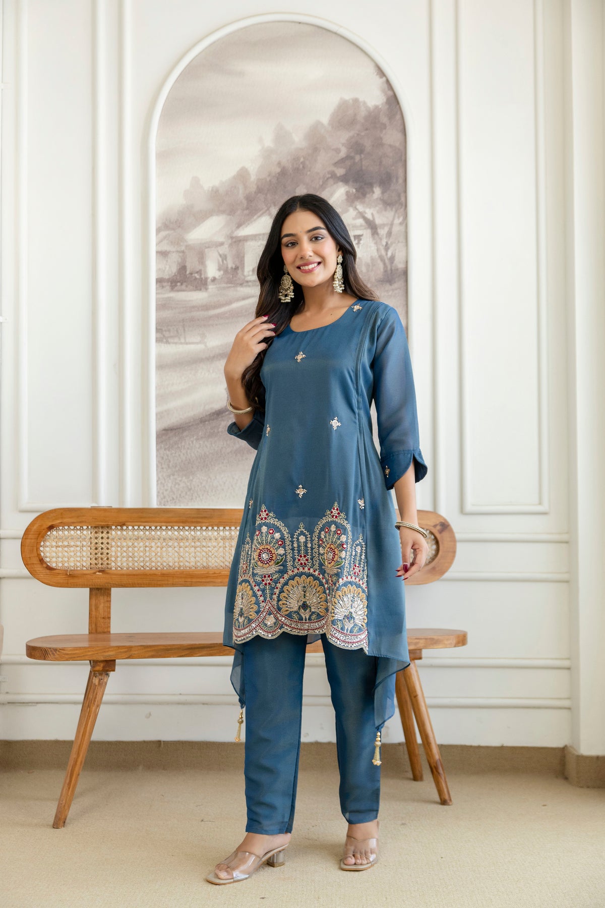 Women’s Designer Cosmos Shimmer Kurti Pant Set