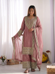 FAOTIVO Fendy Silk Kurti Sharara Dupatta Set