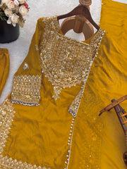 FAOTIVO Fendy Silk Kurti Sharara Dupatta Set