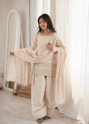 Glass Roman Silk Embroidered 3 Piece Farshi Shalwar Suit