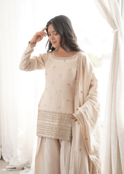Glass Roman Silk Embroidered 3 Piece Farshi Shalwar Suit