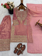 FAOTIVO Fendy Silk Kurti Sharara Dupatta Set