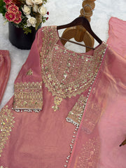 FAOTIVO Fendy Silk Kurti Sharara Dupatta Set