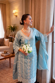 Premium Roman Silk  Kurta Pant Dupatta Set