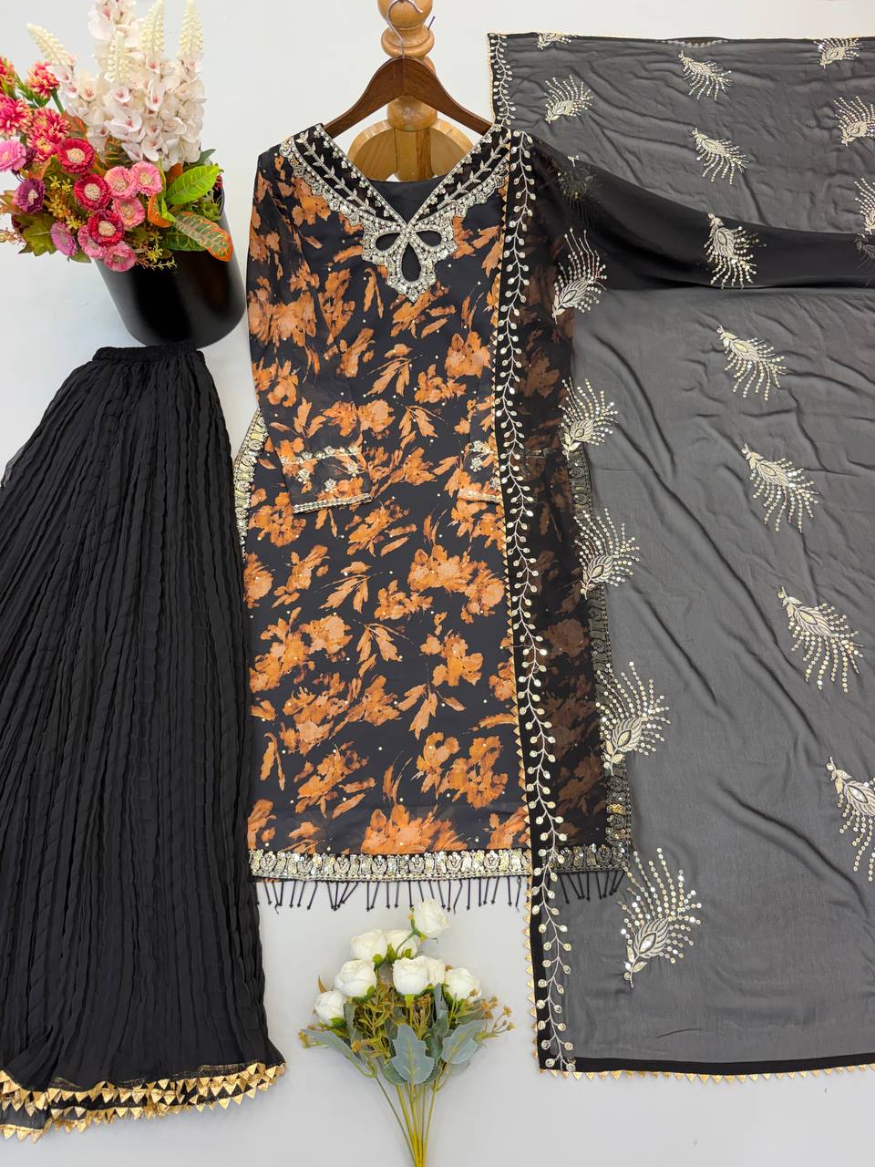 Heavy Faux Georgette Embroidered Suit Set
