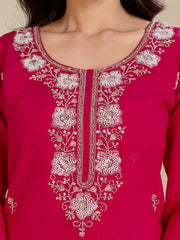 Elegant Roman Silk Handwork Embroidered 3 Piece Kurta Pant Dupatta Set