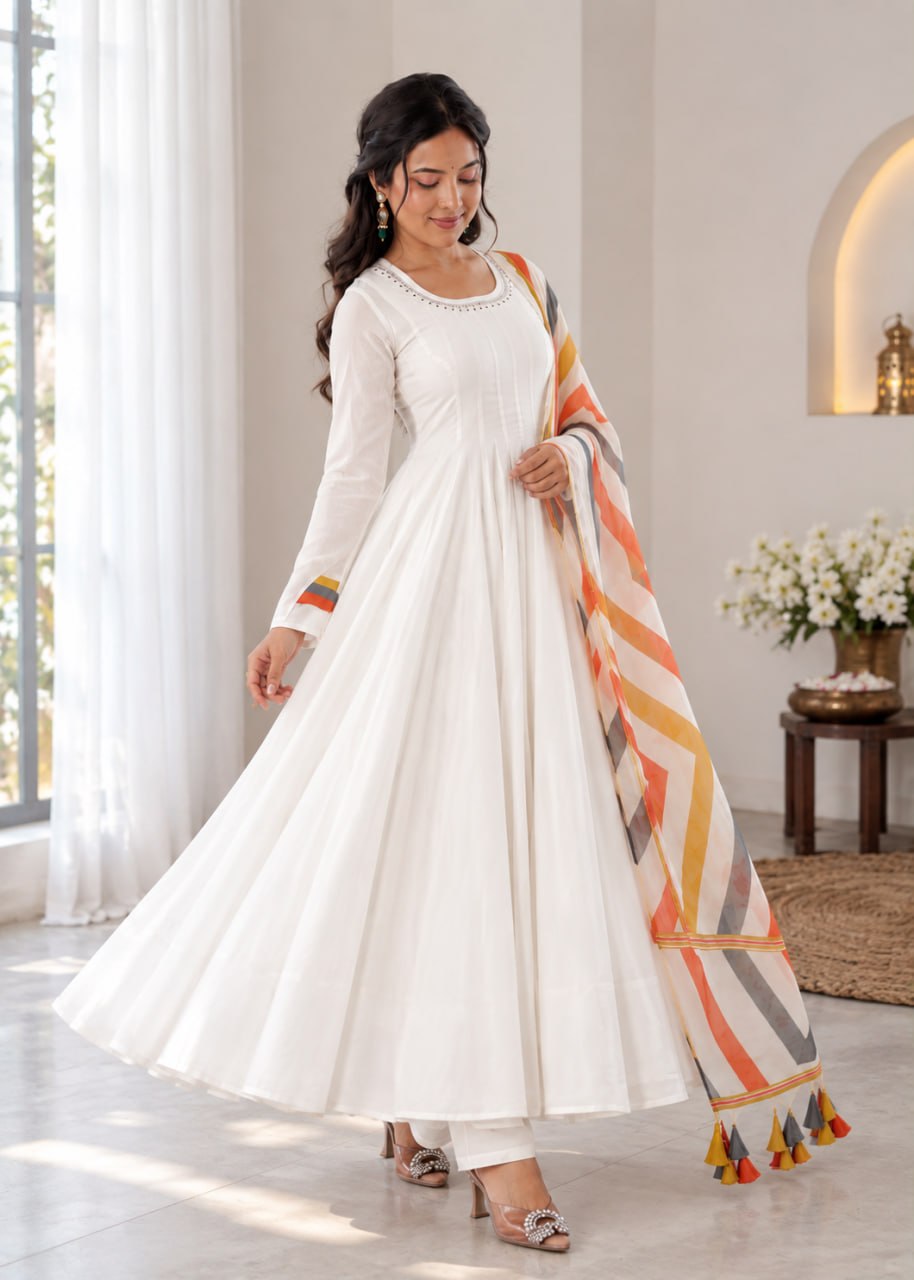Trending Mal Cotton Embroidered Anarkali Dress