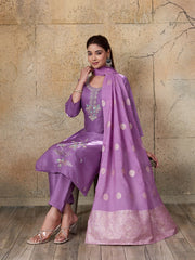 Beautiful Roman Glass Embroidered 3 Piece Kurta Pant Dupatta Set