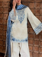 Women’s White Satin Rayon Embroidered  Farshi Palazzo Suit Set