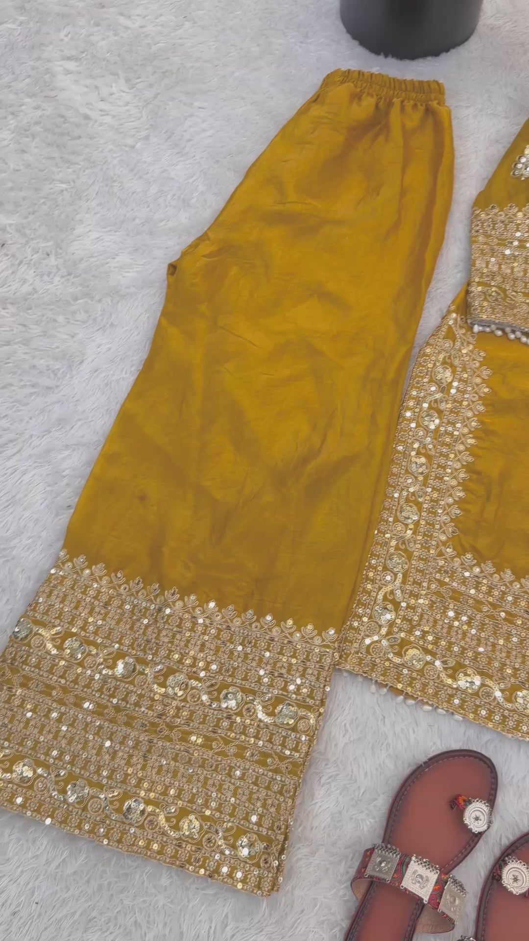 FAOTIVO Fendy Silk Kurti Sharara Dupatta Set
