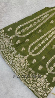 Designer GMY Silk Embroidered Kurti Plazzo Dupatta Set